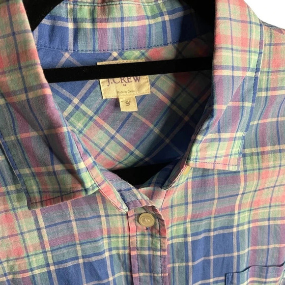 J. Crew The Perfect Shirt Pink & Blue Plaid Button Down Size Small 100% Cotton - Picture 4 of 9